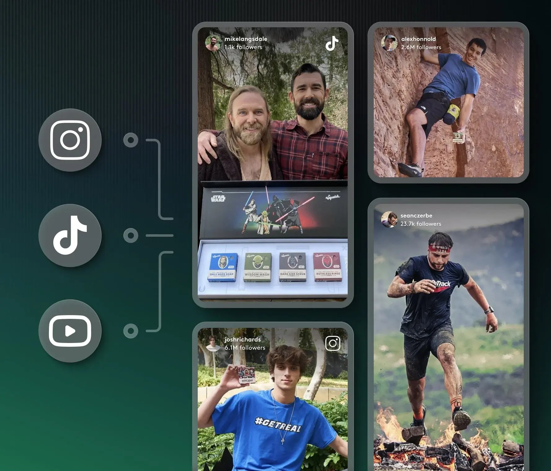 connect tiktok, instagram, youtube-min