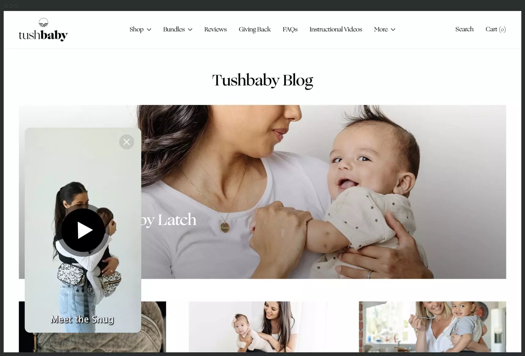 Shopify shoppable video Tushbaby