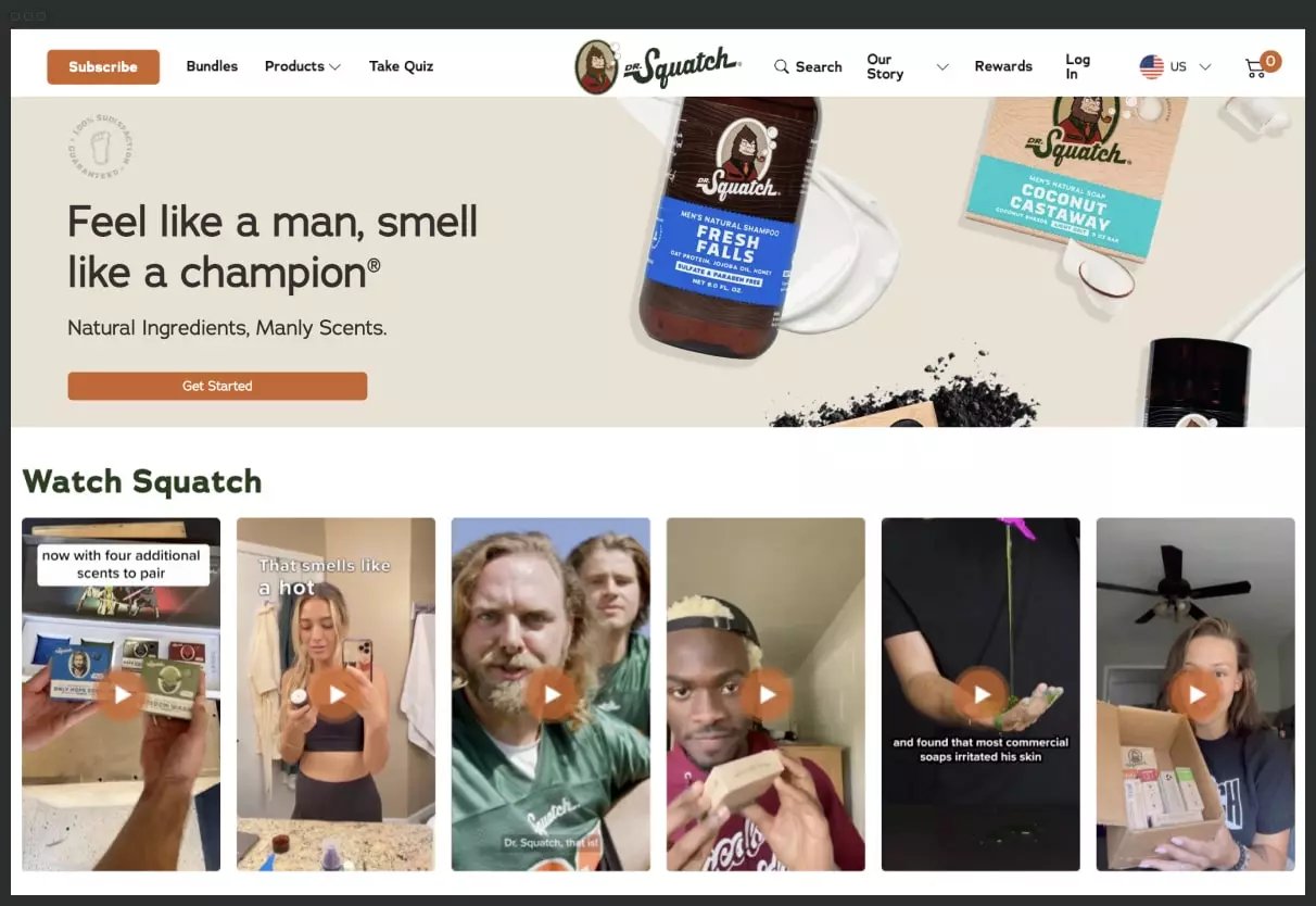 Shopify shoppable video Dr. Squatch