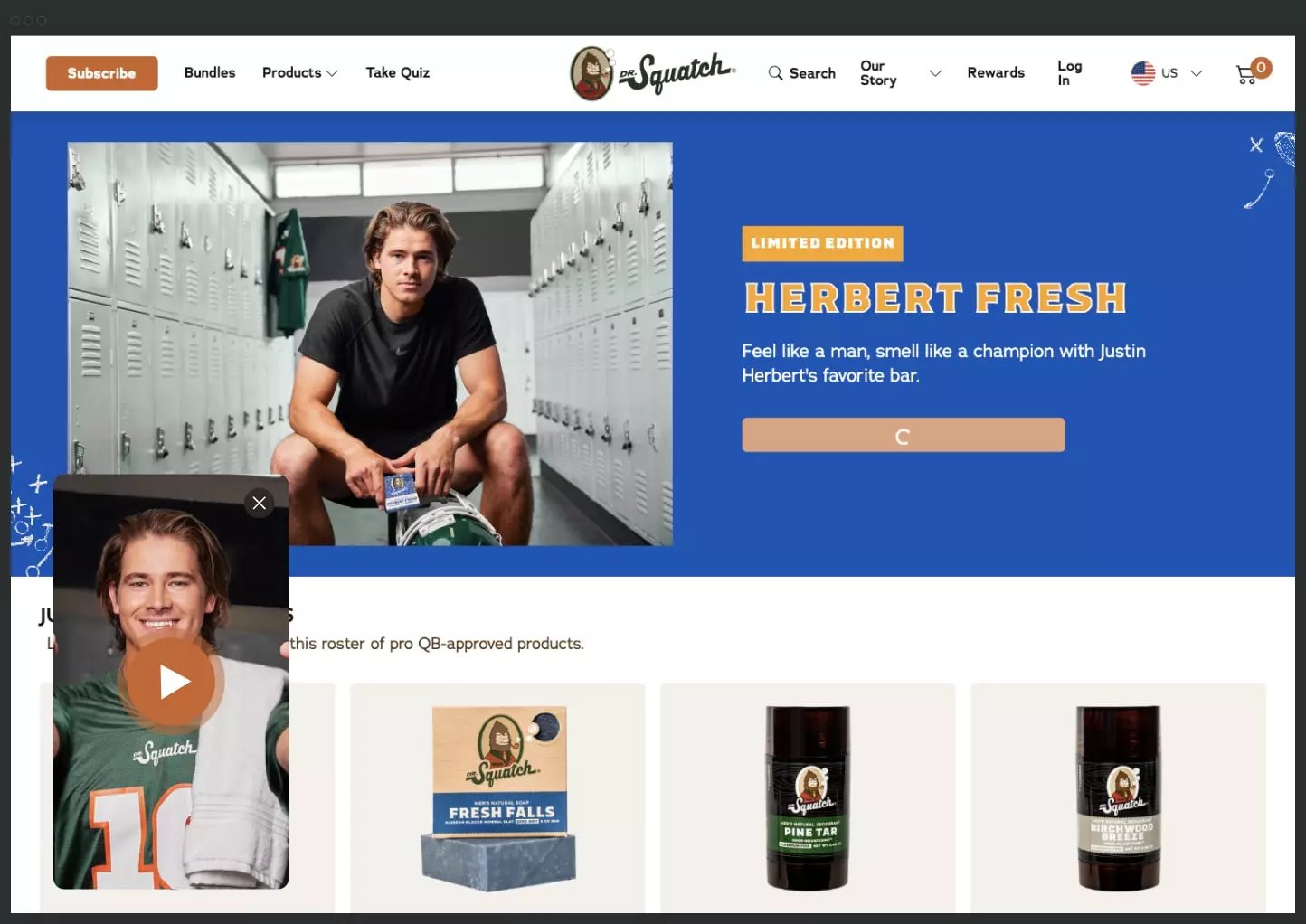 Shopify shoppable video Dr. Squatch