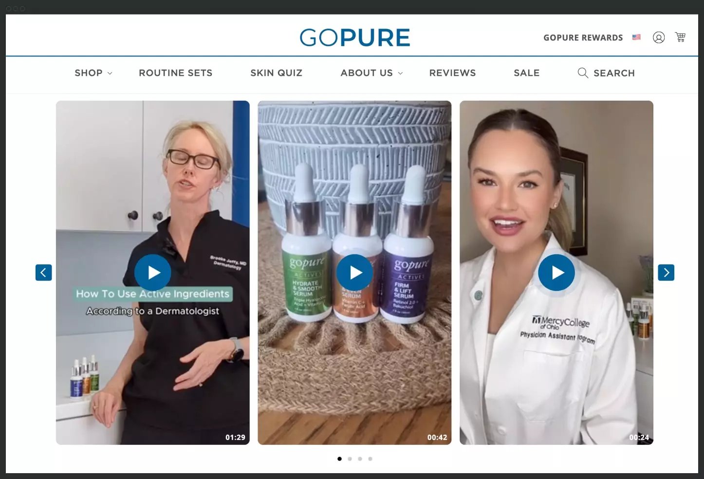 Shopify shoppable video goPure