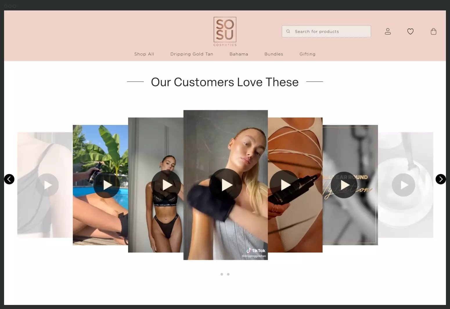 Shopify shoppable video SOSU Cosmetics