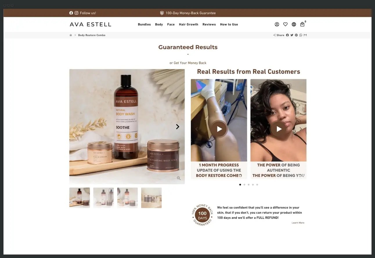 Shopify shoppable video Ava Estell