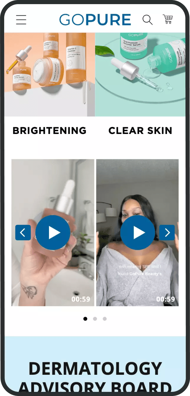 Shopify shoppable video goPure