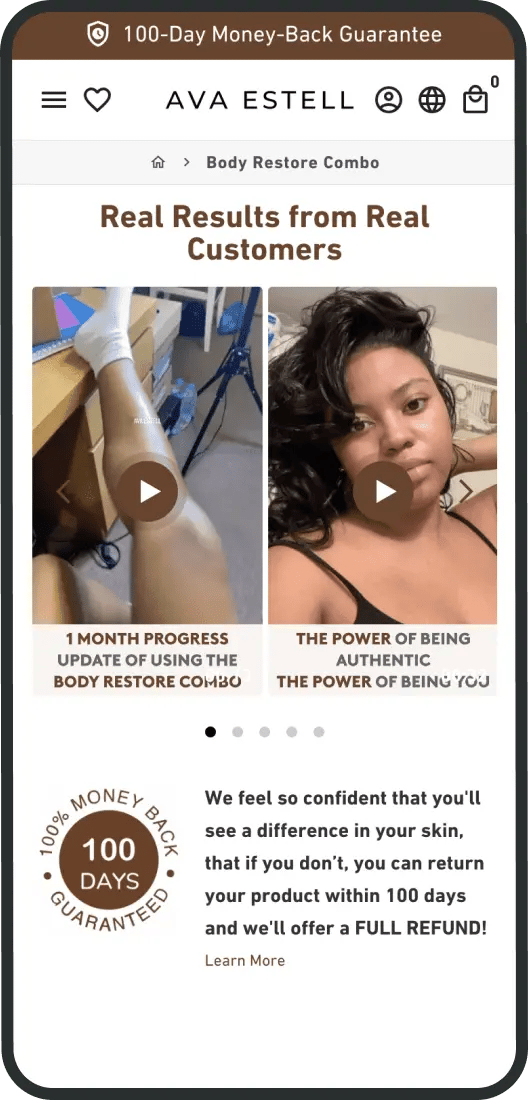 Shopify shoppable video Ava Estell
