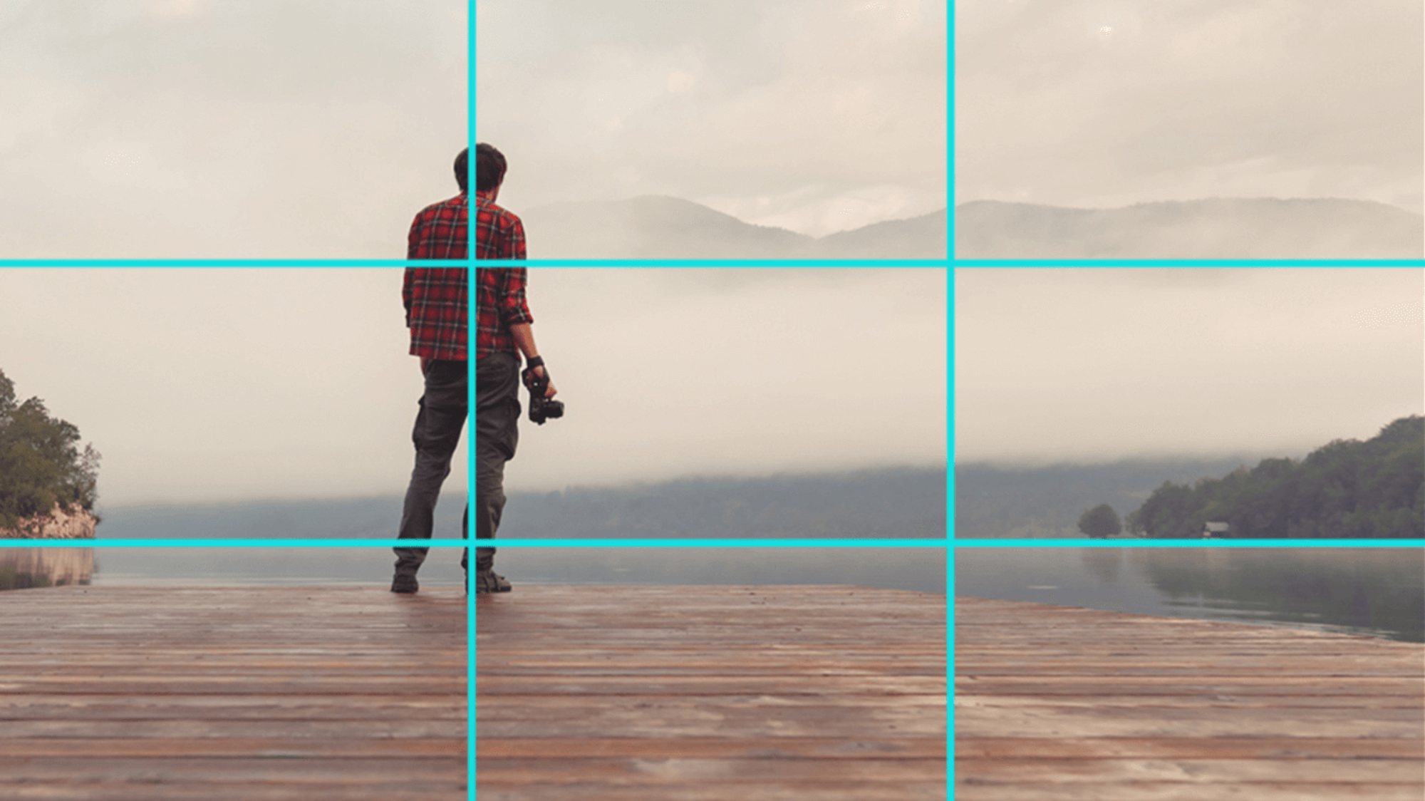 Frame reference for the rule of thirds in videography