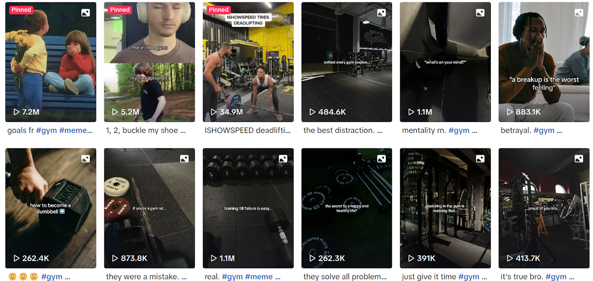 Gymshark’s TikTok page