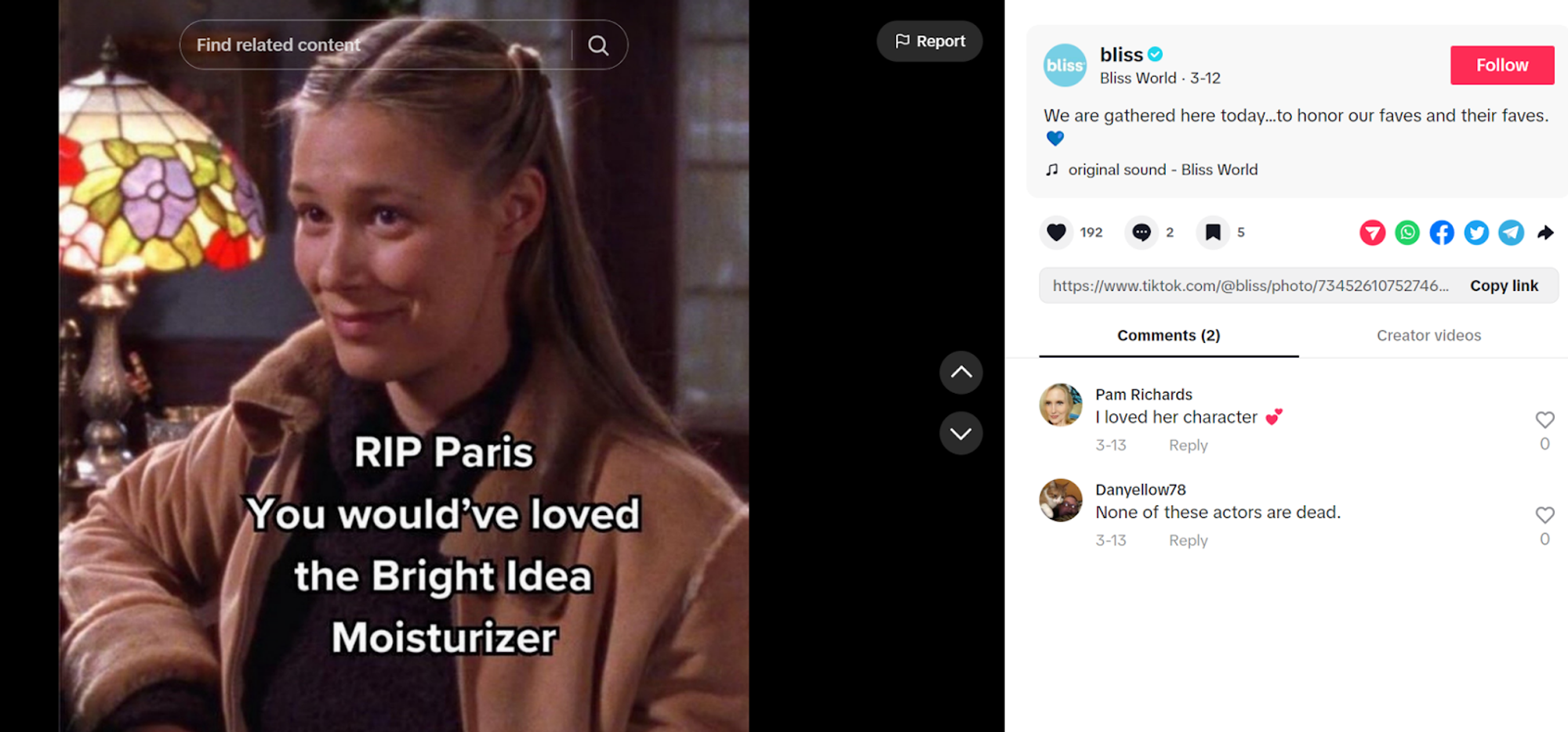 Post from Bliss’ TikTok page