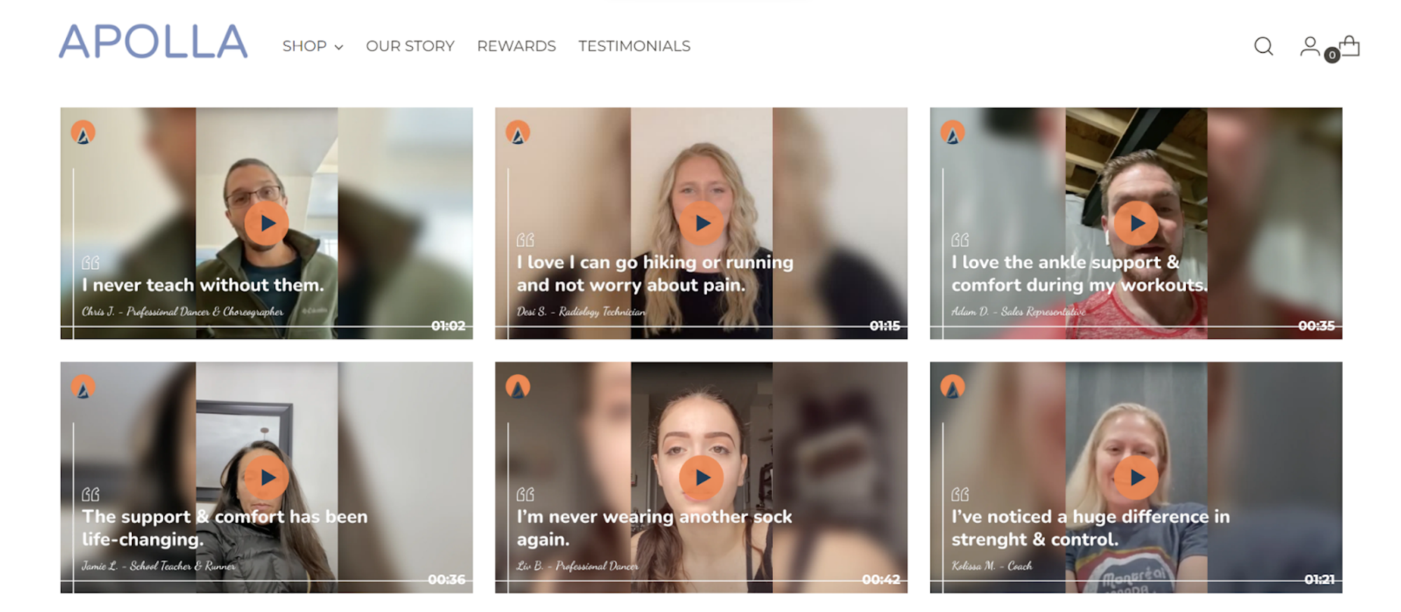 video testimonial page